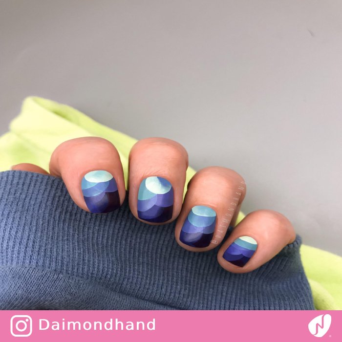 Nails with Blue Circles